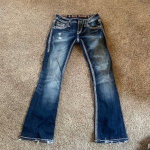Rock Revival Denim Blue Jeans White Stitching Women Size 25